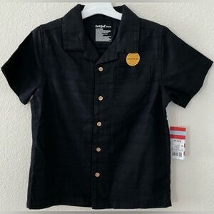Cat & Jack Boys Short Sleeve “Sun Surf Good Vibes” Button-Down Shirt - Black XS